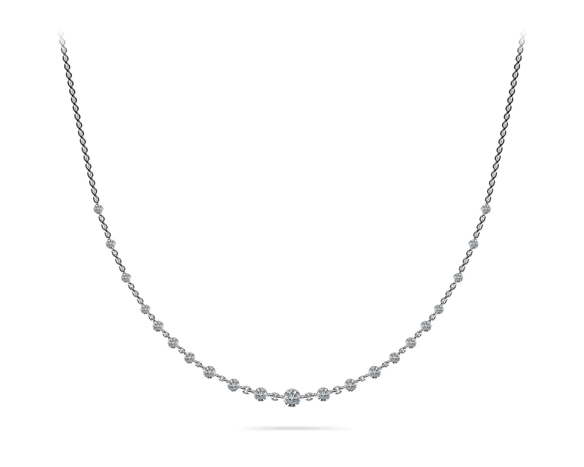 Graduated Diamond And Chain Link Diamond Necklace with 4.05 ct.(finished) 3.5mm, 4mm, 4.5mm - Image 5