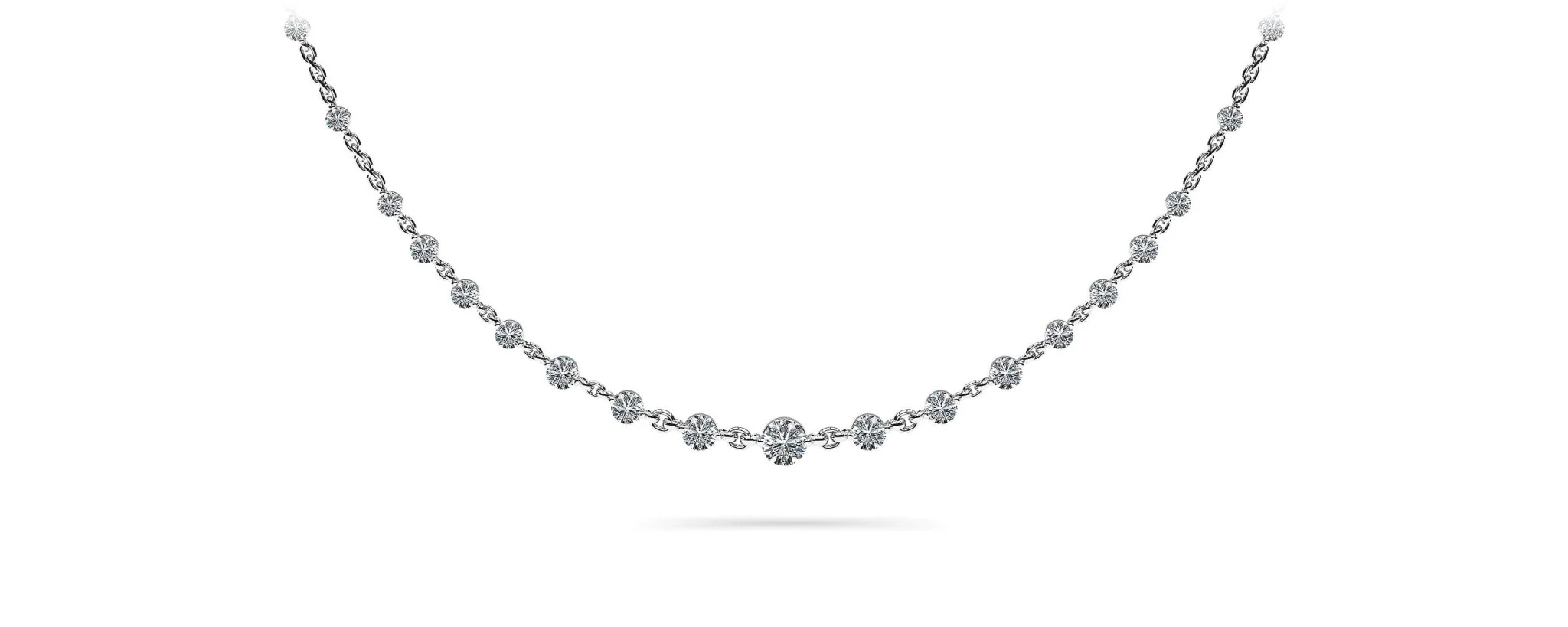 Graduated Diamond And Chain Link Diamond Necklace with 5.18 ct.(finished)