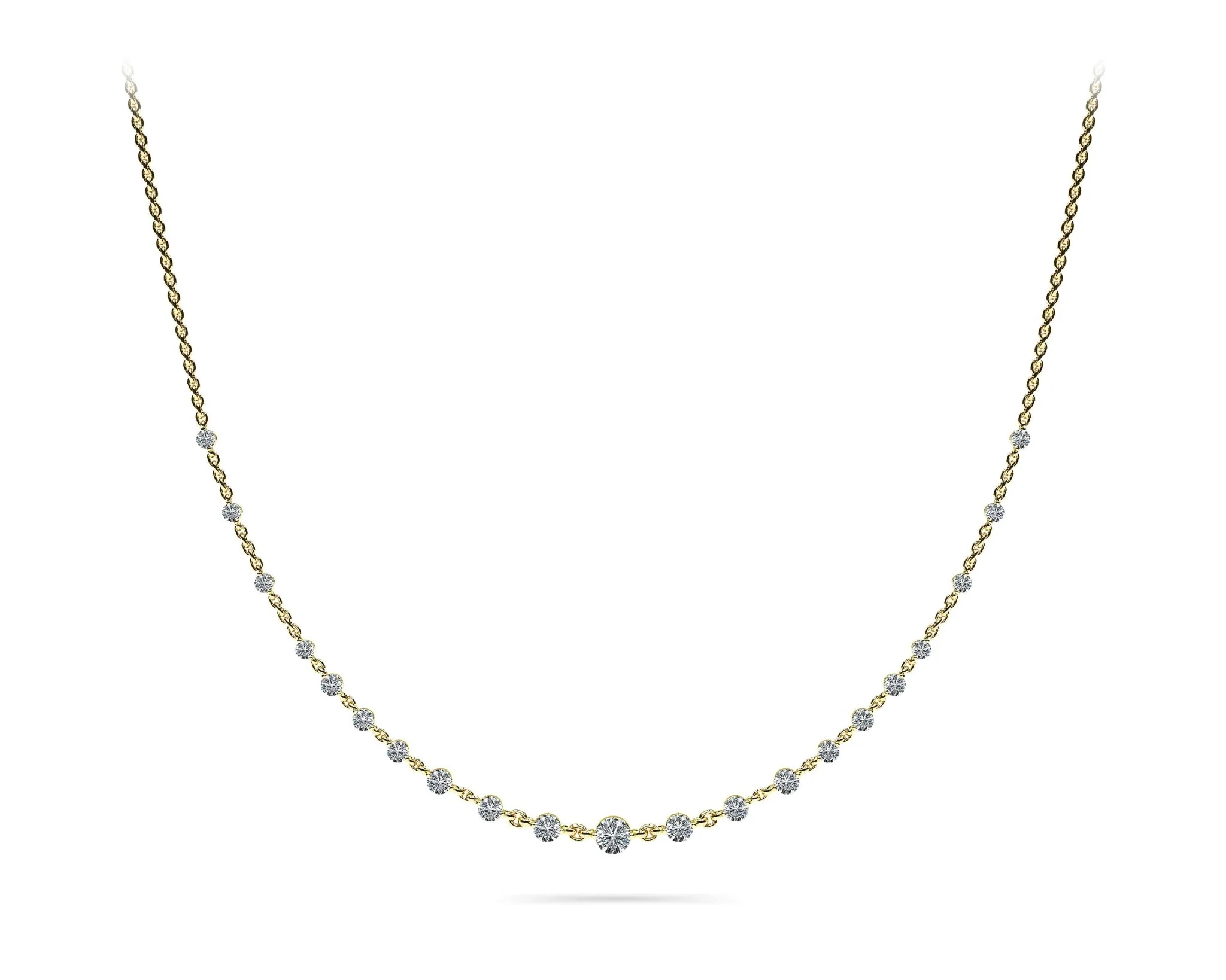 Graduated Diamond And Chain Link Diamond Necklace with 5.18 ct.(finished) - Image 6