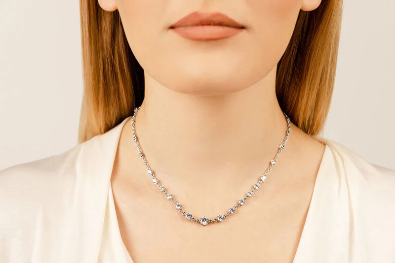 Graduated Diamond And Chain Link Diamond Necklace with 6.18 ct.(finished) - Image 4