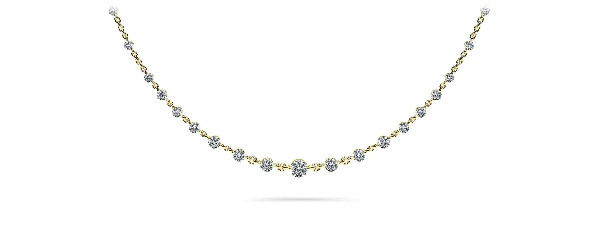 Graduated Diamond And Chain Link Lab-Grown Diamond Necklace with 5.18 ct.(finished) - Image 2