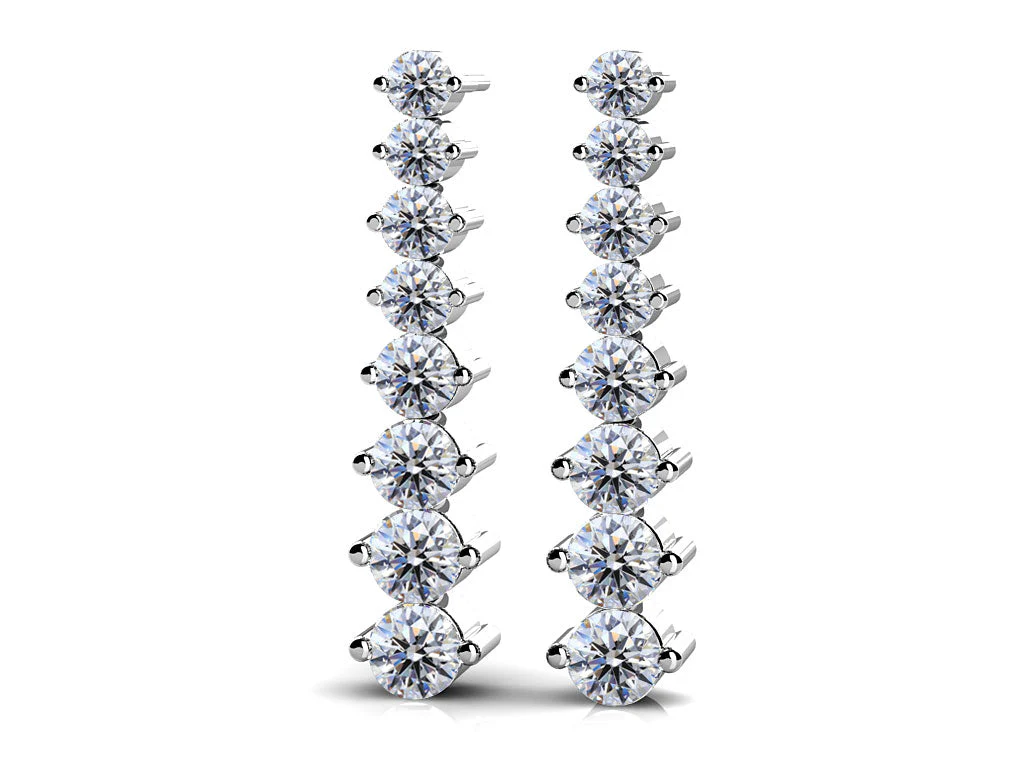 Graduated Diamond Drop Earrings In Diamond with 1.03 ct.(finished)