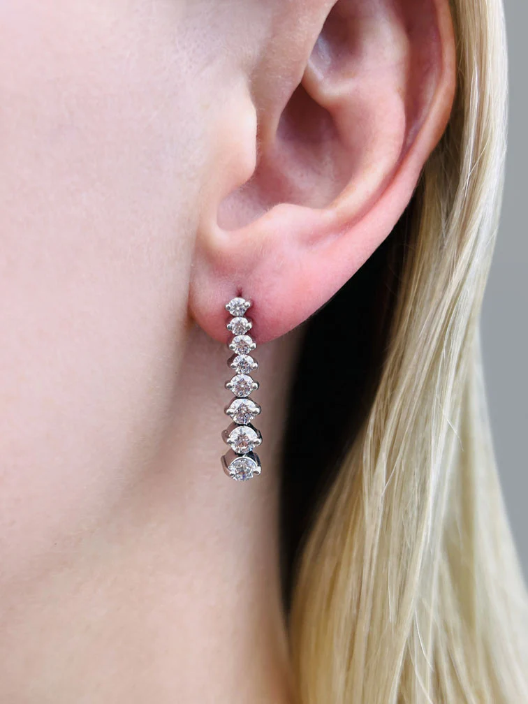 Graduated Diamond Drop Earrings In Diamond with 1.03 ct.(finished) - Image 3