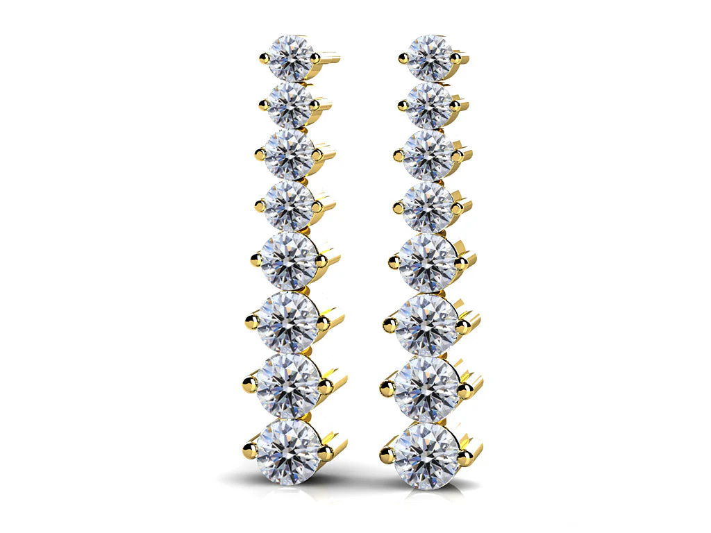 Graduated Diamond Drop Earrings In Diamond  with 1.51 ct.(finished) - Image 2