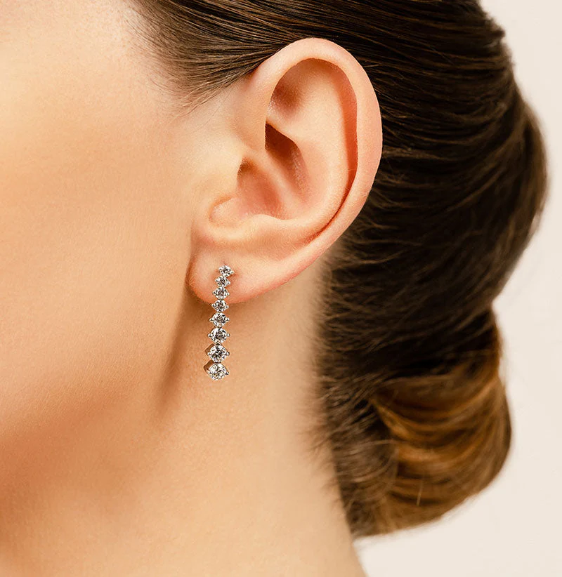 Graduated Diamond Drop Earrings In Diamond  with 1.51 ct.(finished) - Image 4