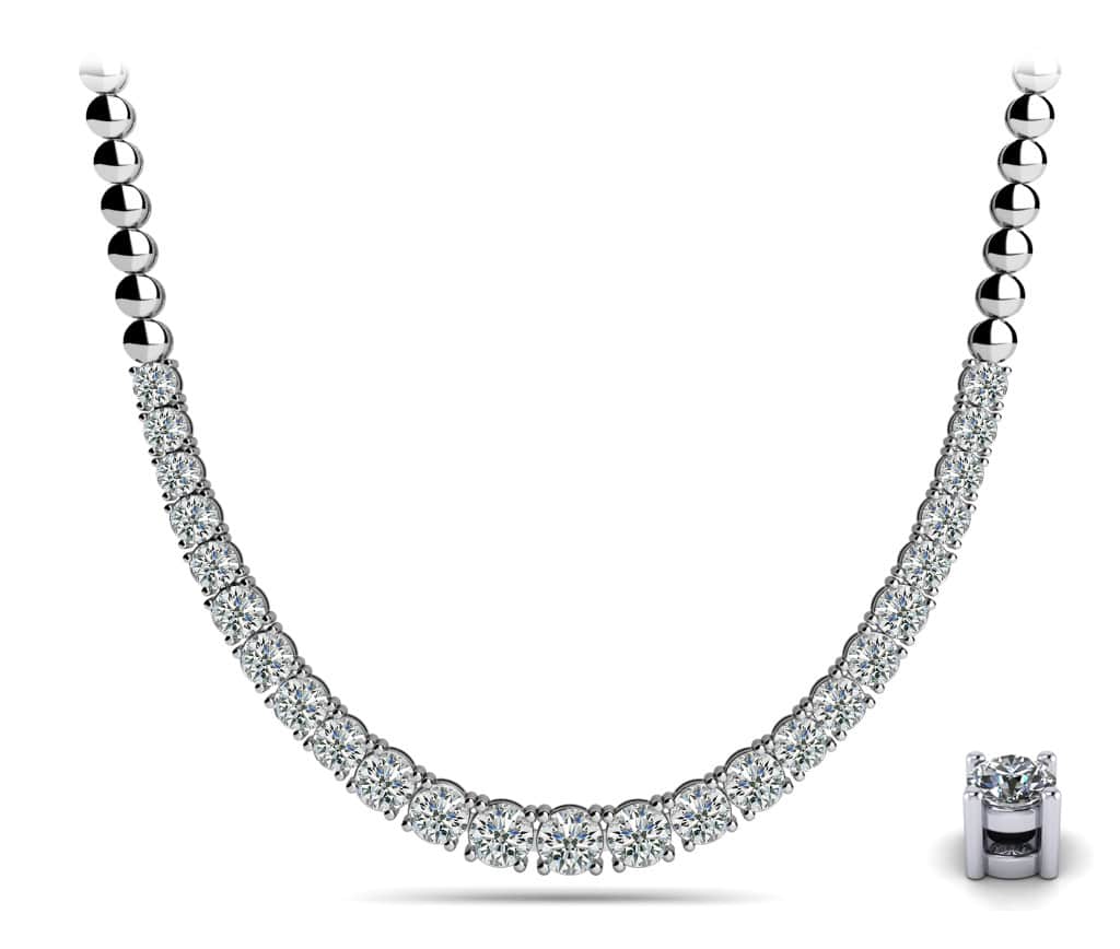 Graduated Diamond Necklace With Shiny Diamond Links  with 2.99 ct.(finished) - Image 3