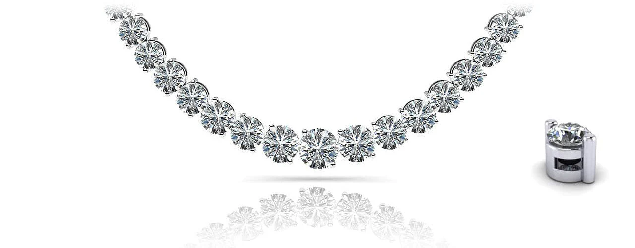 Graduated Diamond Strand Necklace With Shiny Diamond Links with 3.05 ct.(finished)