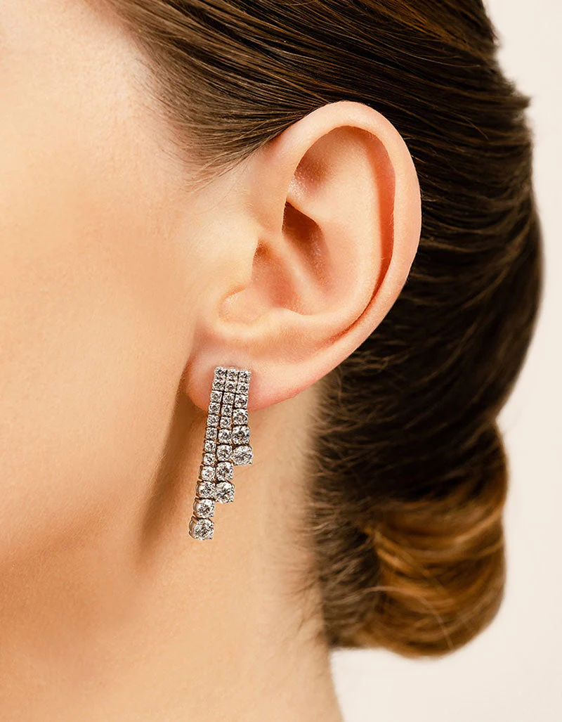 Graduated Diamond Triple Row Drop Diamond Earrings with 3.93 ct.(finished) - Image 4