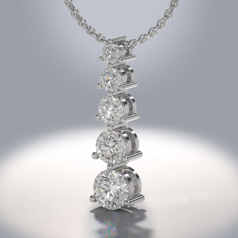 Graduated Five Stone Diamond Pendant with 0.95 ct.(finished) - Image 3