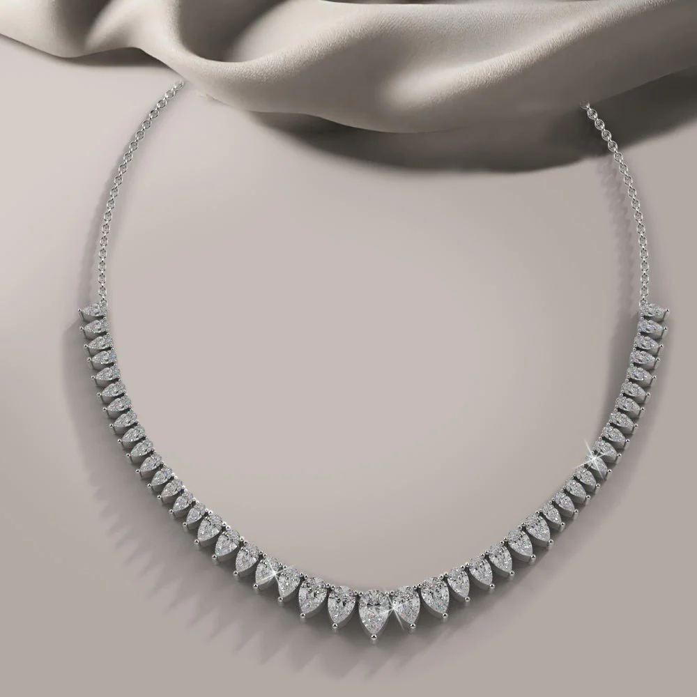 Graduated Pear Shape Diamond Necklace with 8.00 ct.(finished) - Image 3