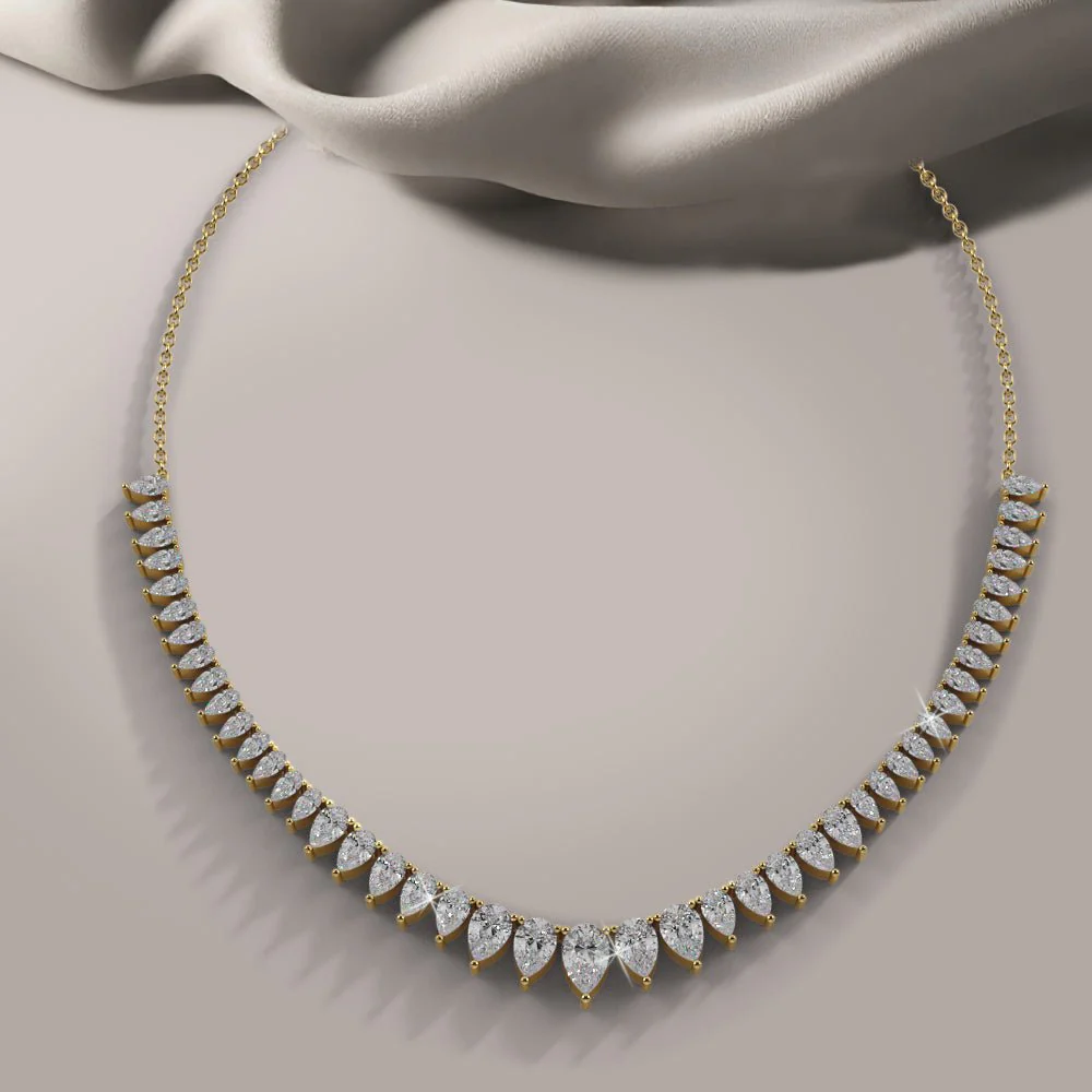 Graduated Pear Shape Diamond Necklace with 8.00 ct.(finished) - Image 4