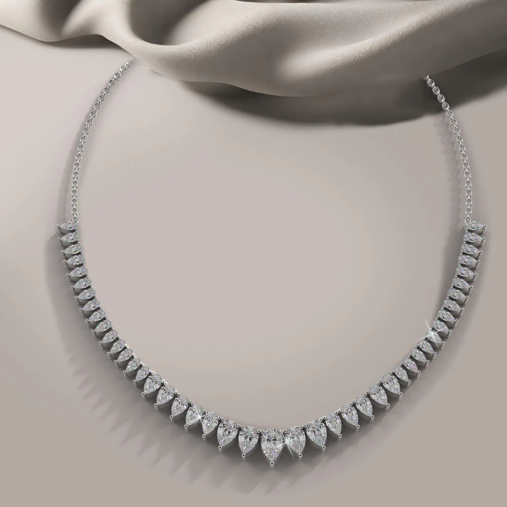 Graduated Pear Shape Lab-Grown Diamond Necklace with 8.98 ct.(finished) - Image 3