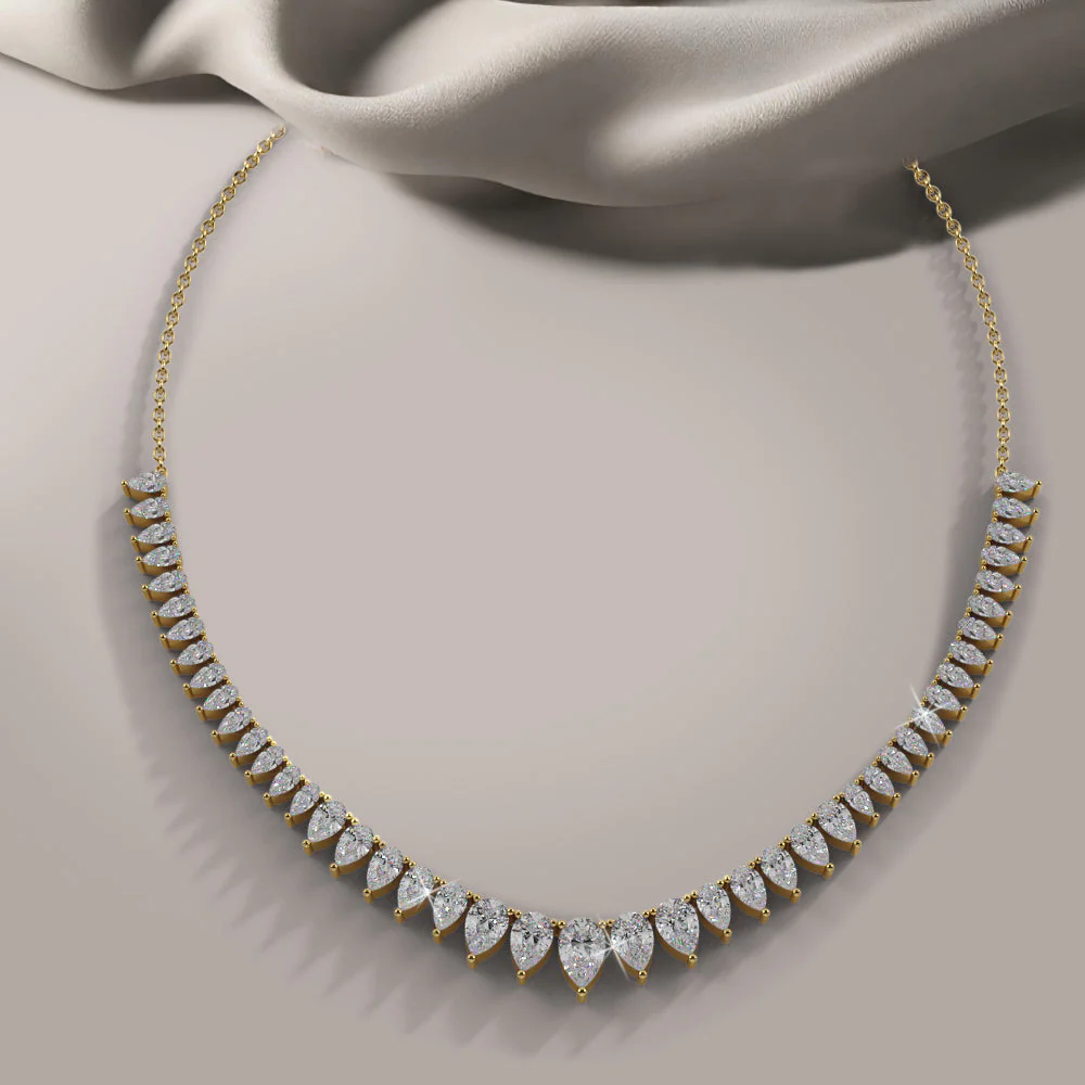 Graduated Pear Shape Lab-Grown Diamond Necklace with 8.98 ct.(finished) - Image 4