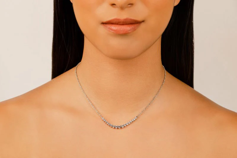 Graduated Red Carpet Diamond Necklace With Diamond Chain  with 2.98 ct.(finished) - Image 3