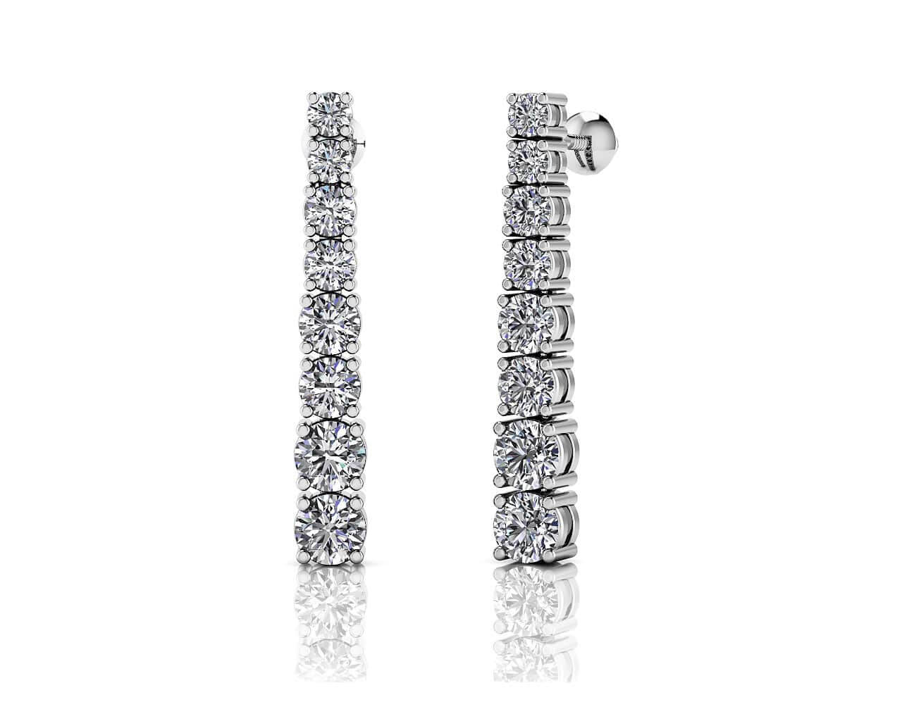 Graduated Round Diamond Dangle Drop Diamond Earrings with 1.98 ct.(finished)