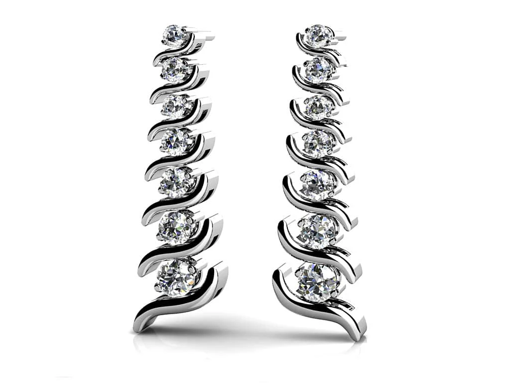 Graduated S Link Diamond Drop Diamond Earrings with 0.41 ct.(finished)