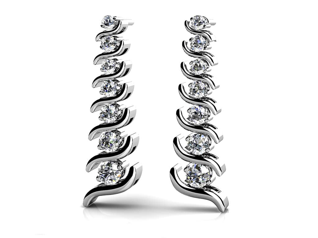 Graduated S Link Diamond Drop Lab-Grown Diamond Earrings with 0.88 ct.(finished)