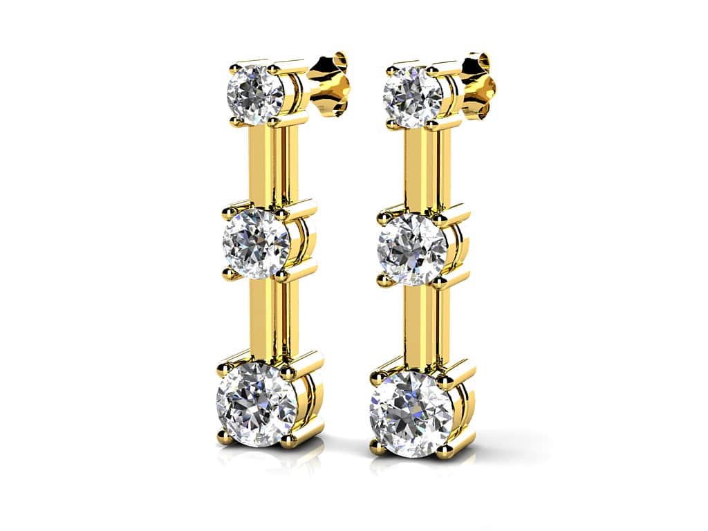 Graduated Triple Diamond Earrings In Diamond  with 1.00 ct.(finished) 2.7mm, 3.4mm, 4.2mm - Image 2