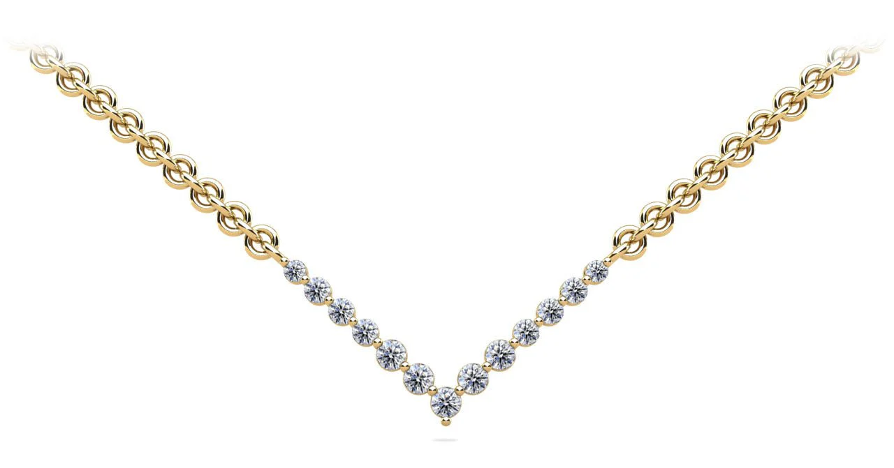 Graduated V Neck Diamond Lab-Grown Diamond Necklace with 2.42 ct.(finished) 3mm, 3.5mm, 4mm - Image 2
