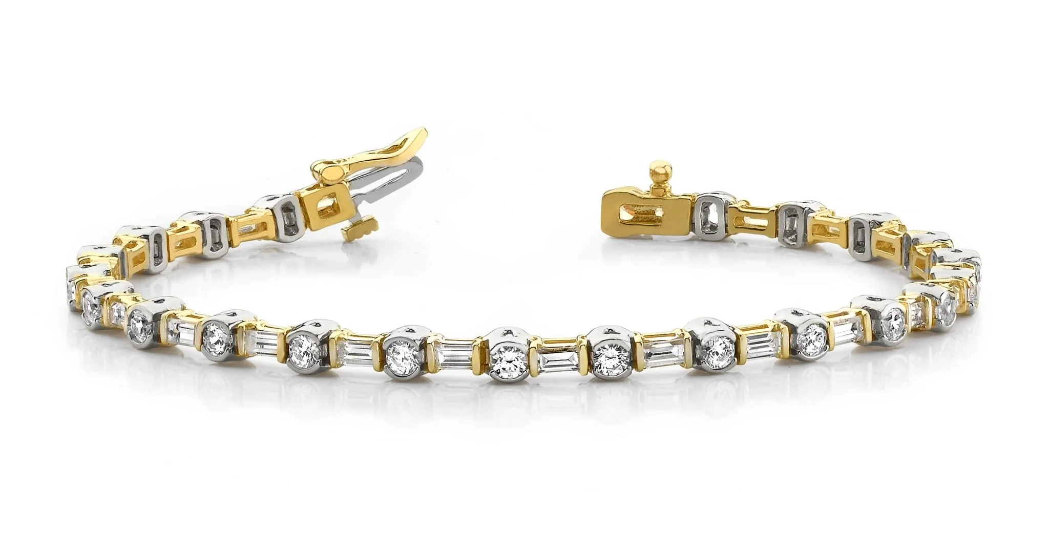 Half Bezel And Channel Set Lab-Grown Diamond Bracelet with 3.00 ct.(finished) 3.5x1.5mm, 2.5mm - Image 6