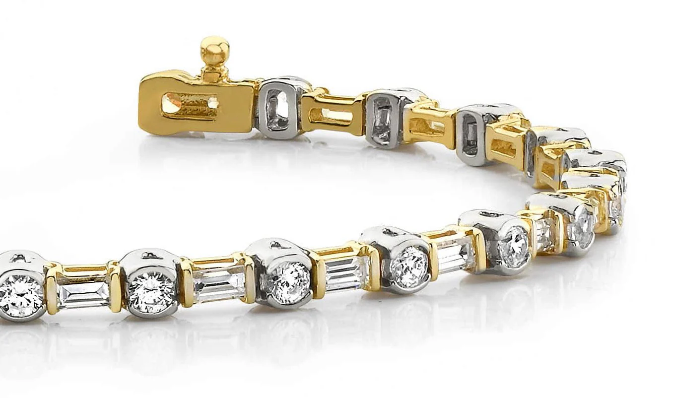 Half Bezel And Channel Set Lab-Grown Diamond Bracelet with 5.04 ct.(finished) 4x2mm, 3mm - Image 2