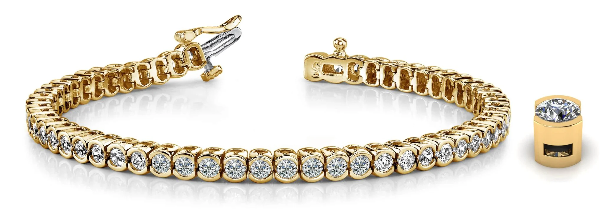 Half Bezel Confidence Diamond Tennis Bracelet with 3.01 ct.(finished) 2.4mm - Image 5