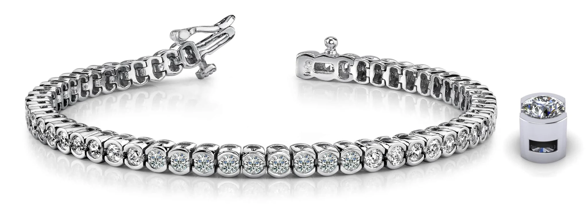 Half Bezel Confidence Lab-Grown Diamond Tennis Bracelet with 6.02 ct.(finished) 3.2mm - Image 4