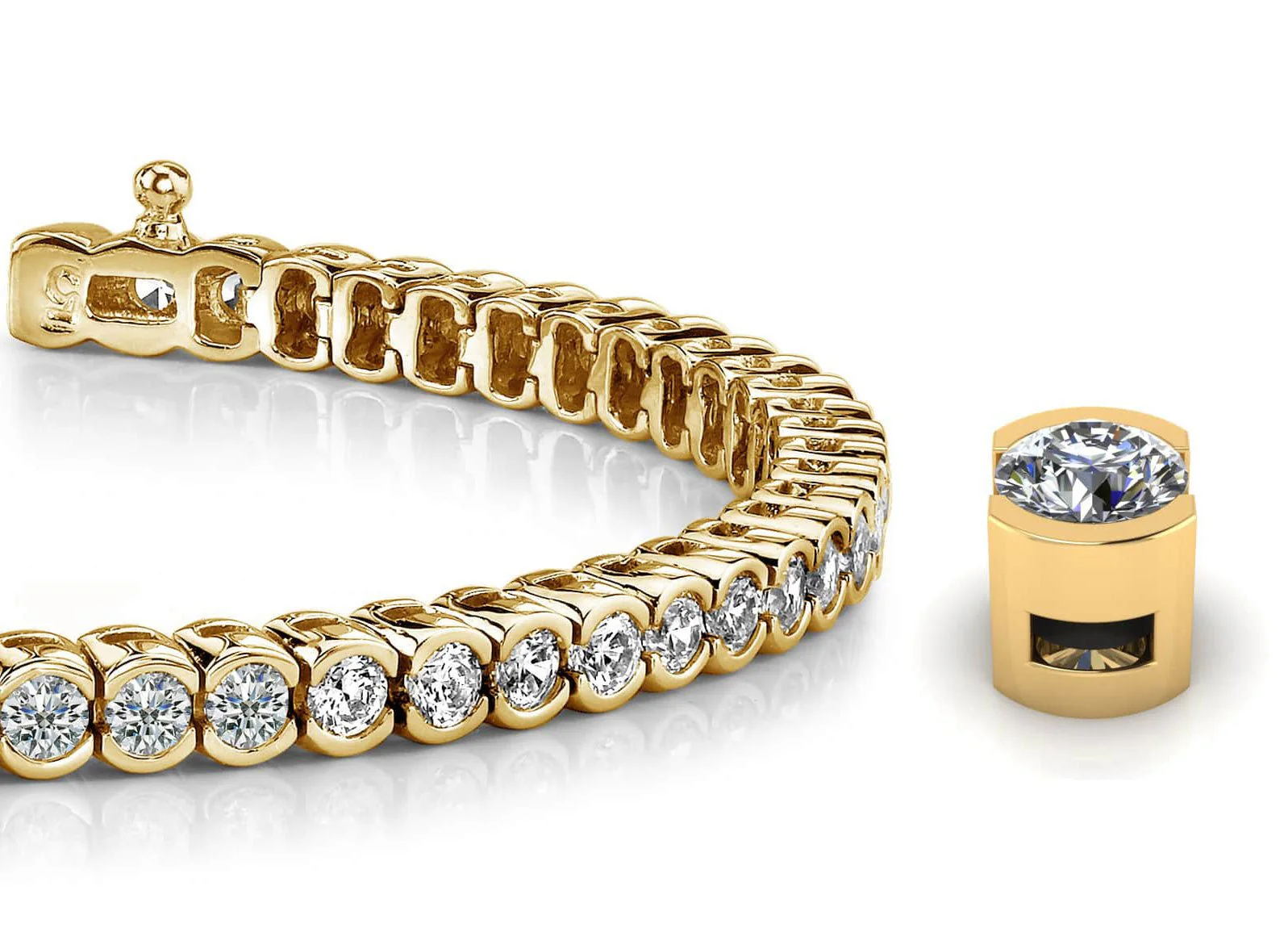 Half Bezel Confidence Lab-Grown Diamond Tennis Bracelet with 8.05 ct.(finished) 3.7mm - Image 2