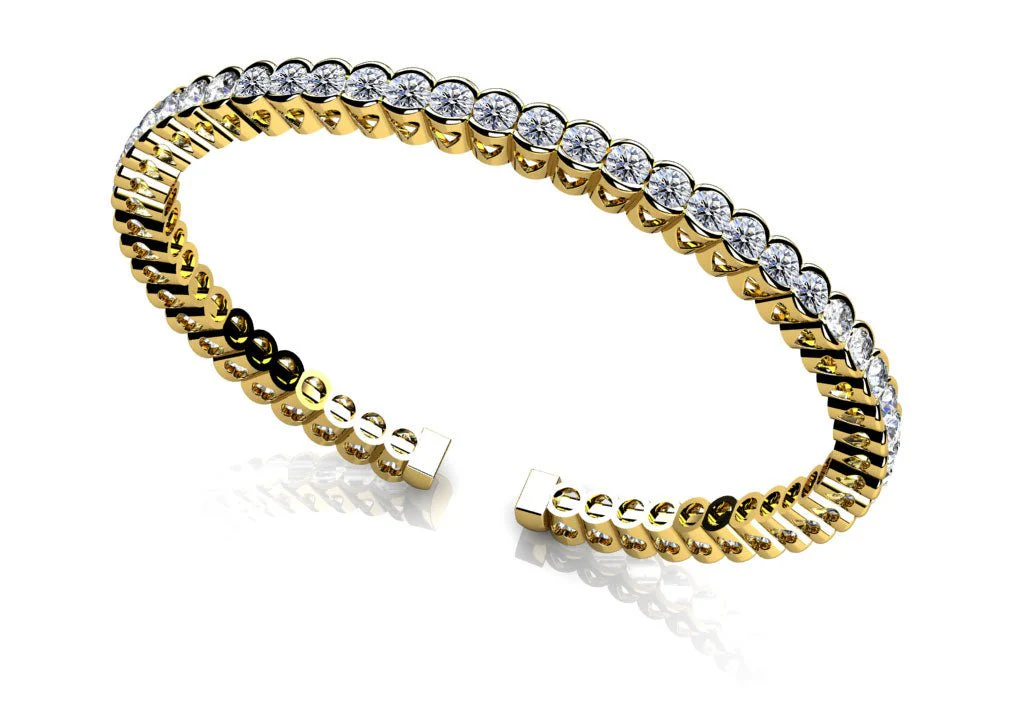 Half Bezel Set Flexible Diamond Bangle with 3.03 ct.(finished) 2.5mm - Image 2