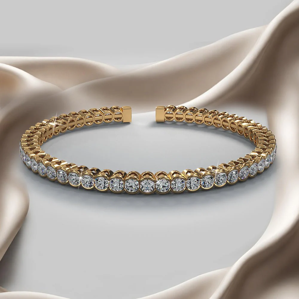 Half Bezel Set Flexible Diamond Bangle with 3.03 ct.(finished) 2.5mm - Image 4