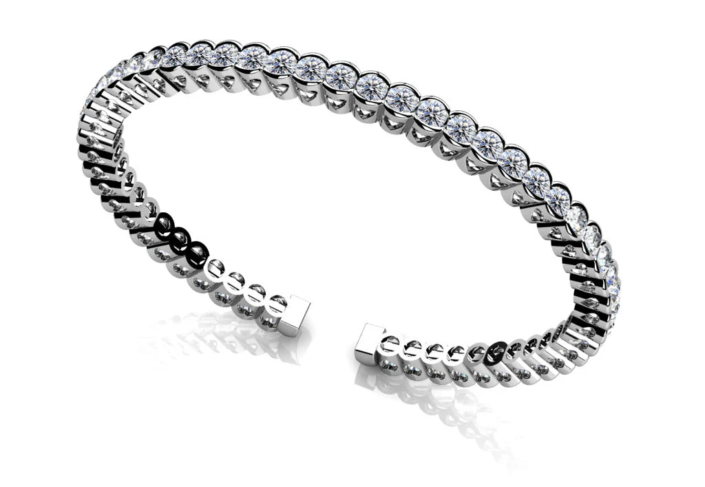 Half Bezel Set Flexible Lab-Grown Diamond Bangle with 5.00 ct.(finished) 3mm