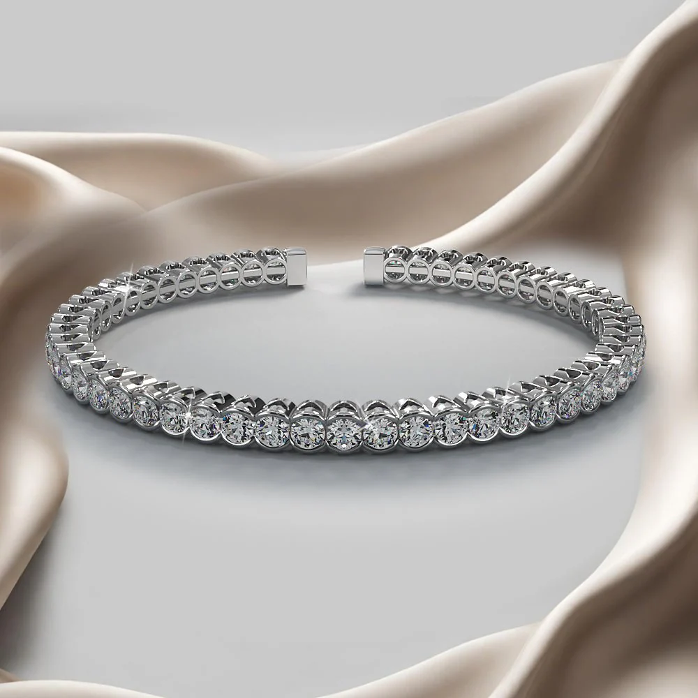 Half Bezel Set Flexible Lab-Grown Diamond Bangle with 5.00 ct.(finished) 3mm - Image 3