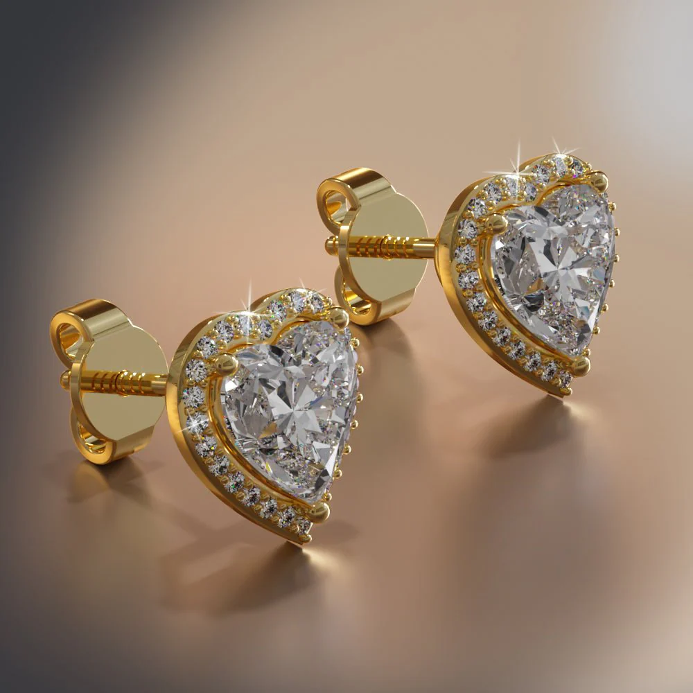 Halo Heart Lab-Grown Diamond Stud Earrings with 2.22 ct. (2X1.00 ct. center diamonds) - Image 4