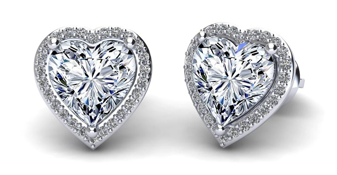 Halo Heart Lab-Grown Diamond Stud Earrings with 4.26 ct. (2X2.00 ct. center diamonds)