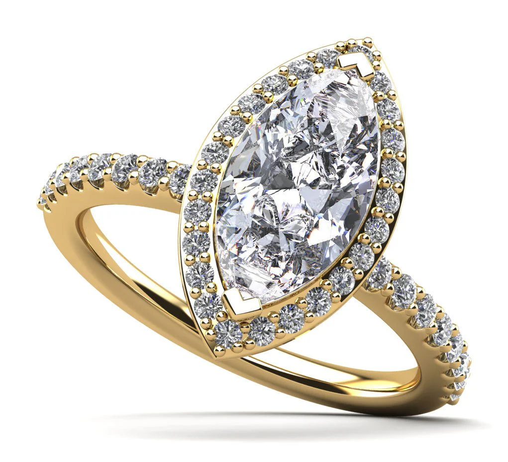 Halo Marquise Diamond Engagement Ring with 0.91 ct. (0.50 ct. center diamond) - Image 2