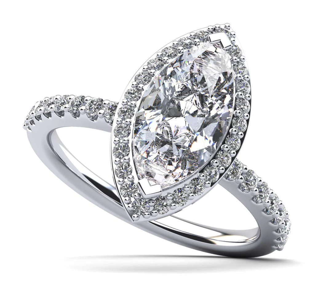 Halo Marquise Diamond Engagement Ring with 1.43 ct. (1.00 ct. center diamond)
