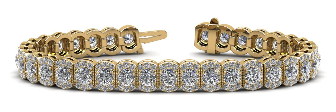 Halo Vintage Diamond Bracelet with 9.10 ct.(finished) 1.3mm, 3.75mm - Image 2