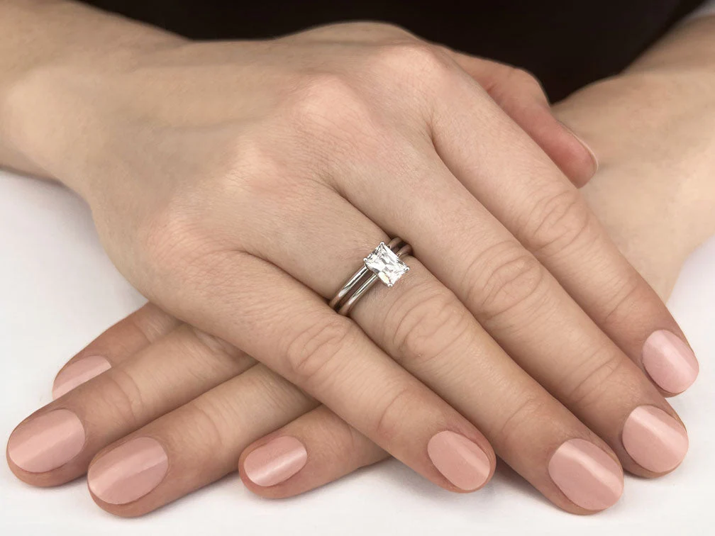 Heart Felt Emerald Cut Bridal Set Diamond  with 0.50 ct.(finished) 6x4mm - Image 3