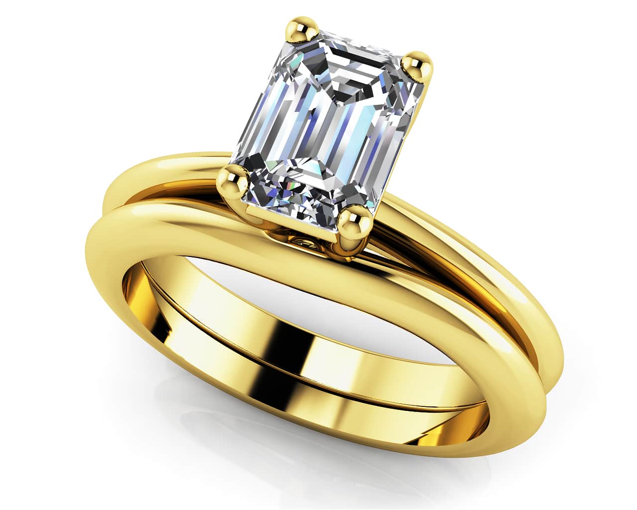Heart Felt Emerald Cut Lab-Grown Diamond Bridal Set with 0.50 ct.(finished) 6x4mm - Image 2