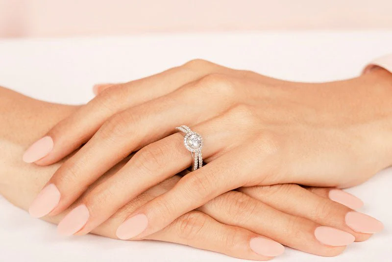 Heavenly Diamond Halo Bridal Set Diamond  with 1.99 ct. (1.25 ct. center diamond) - Image 5