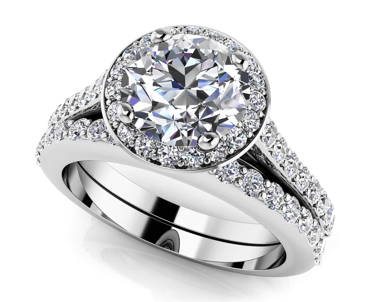 Heavenly Diamond Halo Bridal Set Diamond with 2.78 ct. (2.00 ct. center diamond)