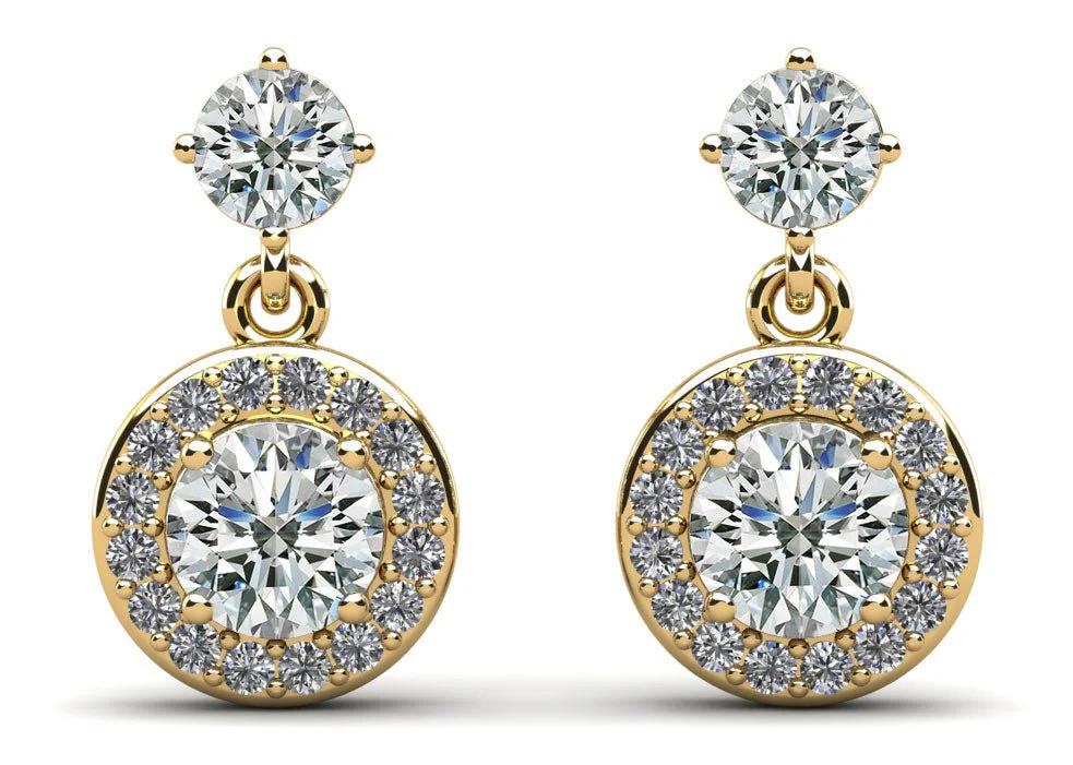 Heavenly Halo Drop Lab-Grown Diamond Earrings with 1.64 ct.(finished) 1.1mm, 3.8mm, 5mm - Image 2