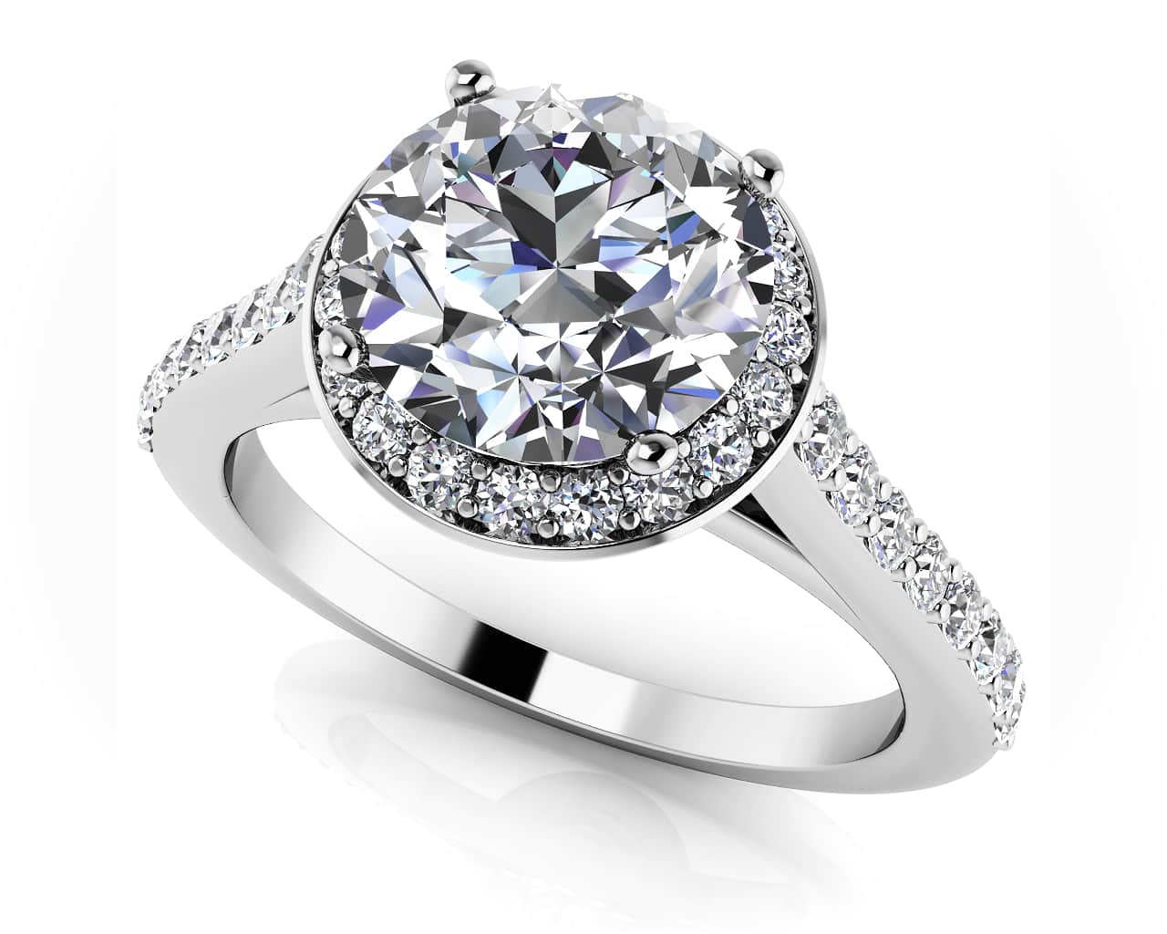 Heavenly Halo Diamond Engagement Ring with 0.91 ct. (0.50 ct. center diamond)