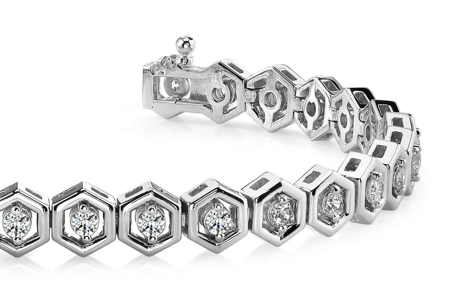 Hexagon Link Diamond Bracelet with 1.74 ct.(finished) 2.5mm