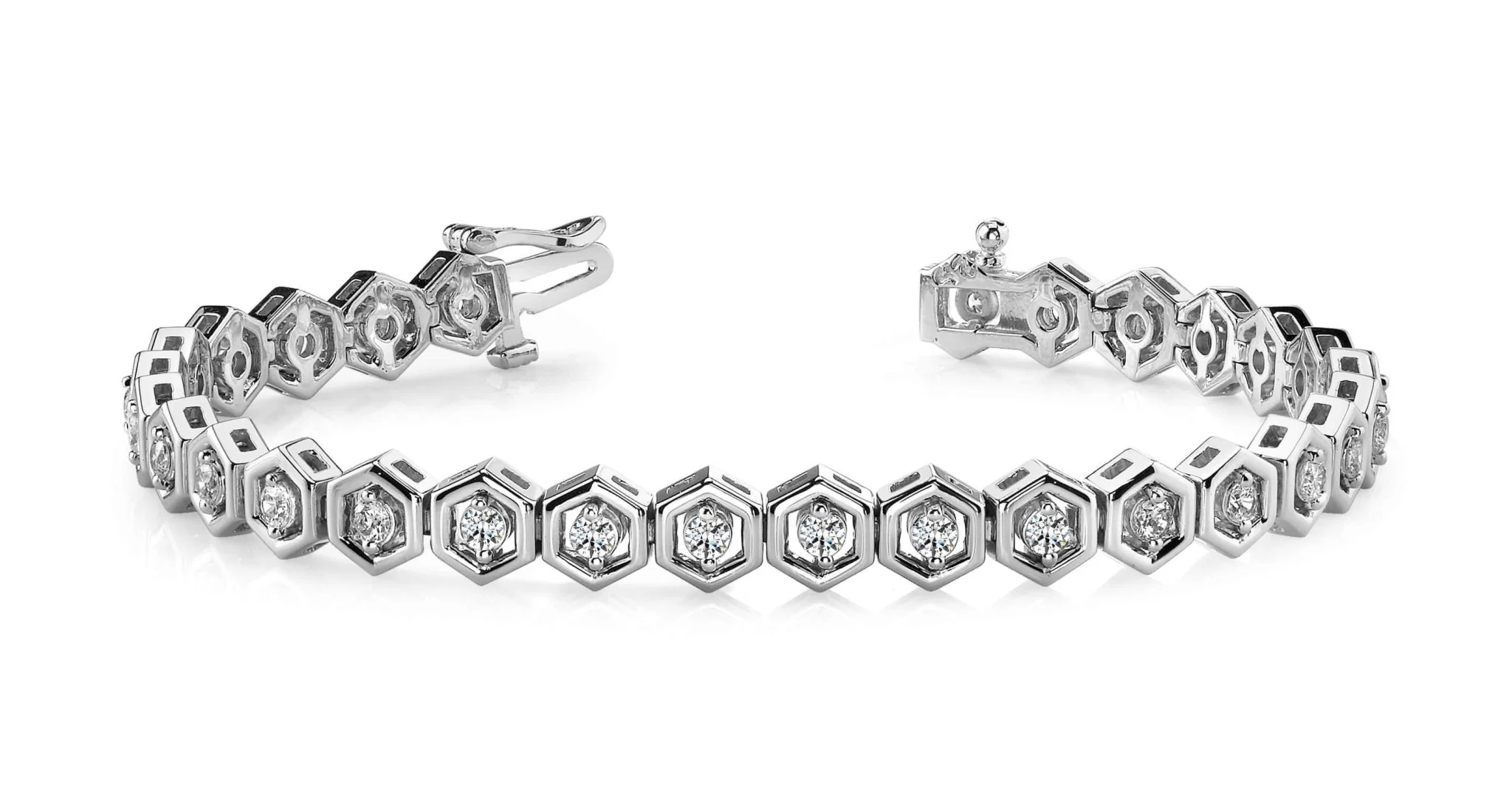 Hexagon Link Diamond Bracelet with 2.60 ct.(finished) 3mm - Image 4