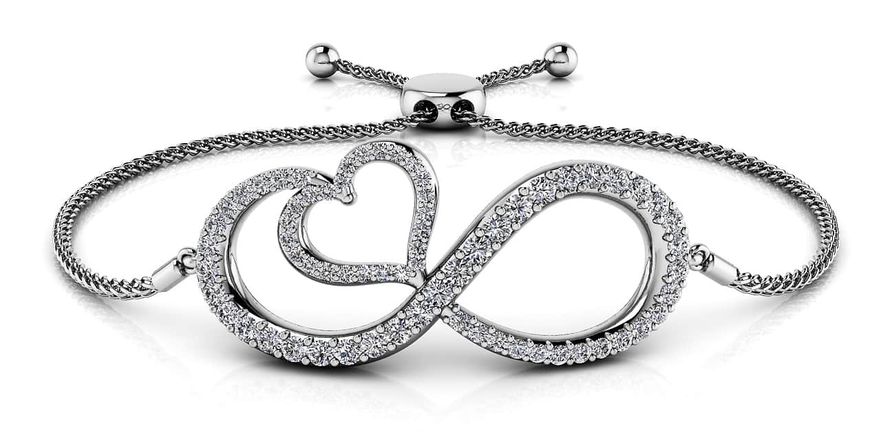 Infinite Love Diamond Heart Adjustable Lab-Grown Diamond Bracelet with 0.84 ct.(finished)