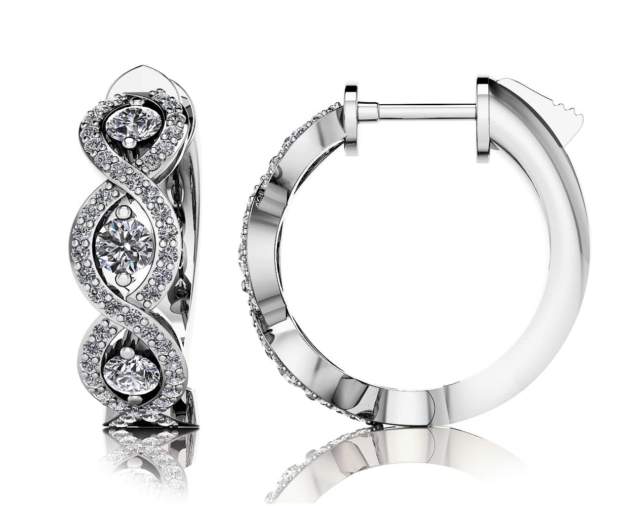 Infinity Lab-Grown Diamond Hoop Earrings with 0.72 ct.(finished) 1mm, 2.5mm