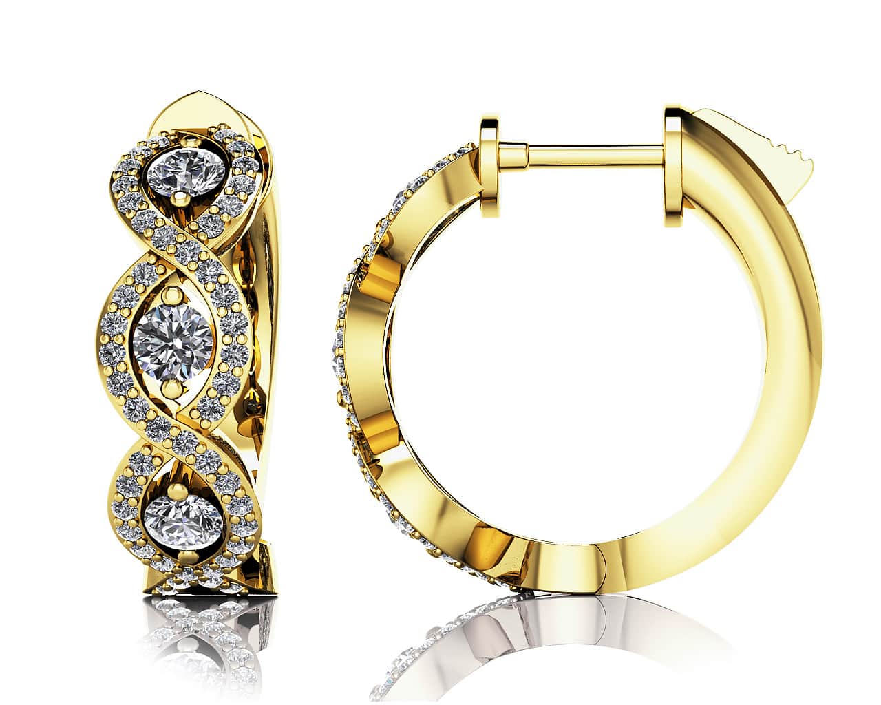 Infinity Lab-Grown Diamond Hoop Earrings with 0.72 ct.(finished) 1mm, 2.5mm - Image 2