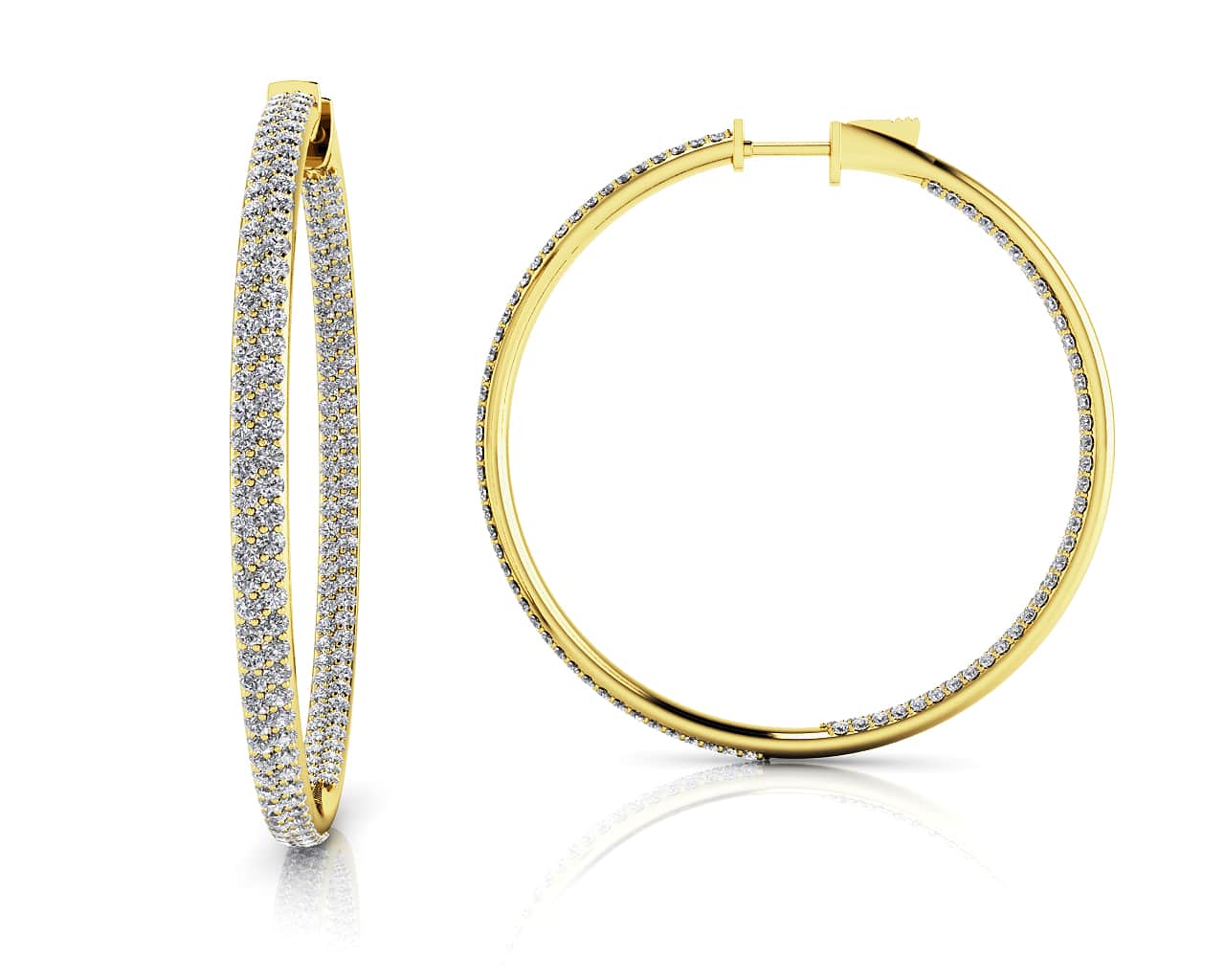 Inside Out Diamond Pave Hoop Earrings Extra Large Lab-Grown Diamond with 2.15 ct.(finished) 1mm - Image 2
