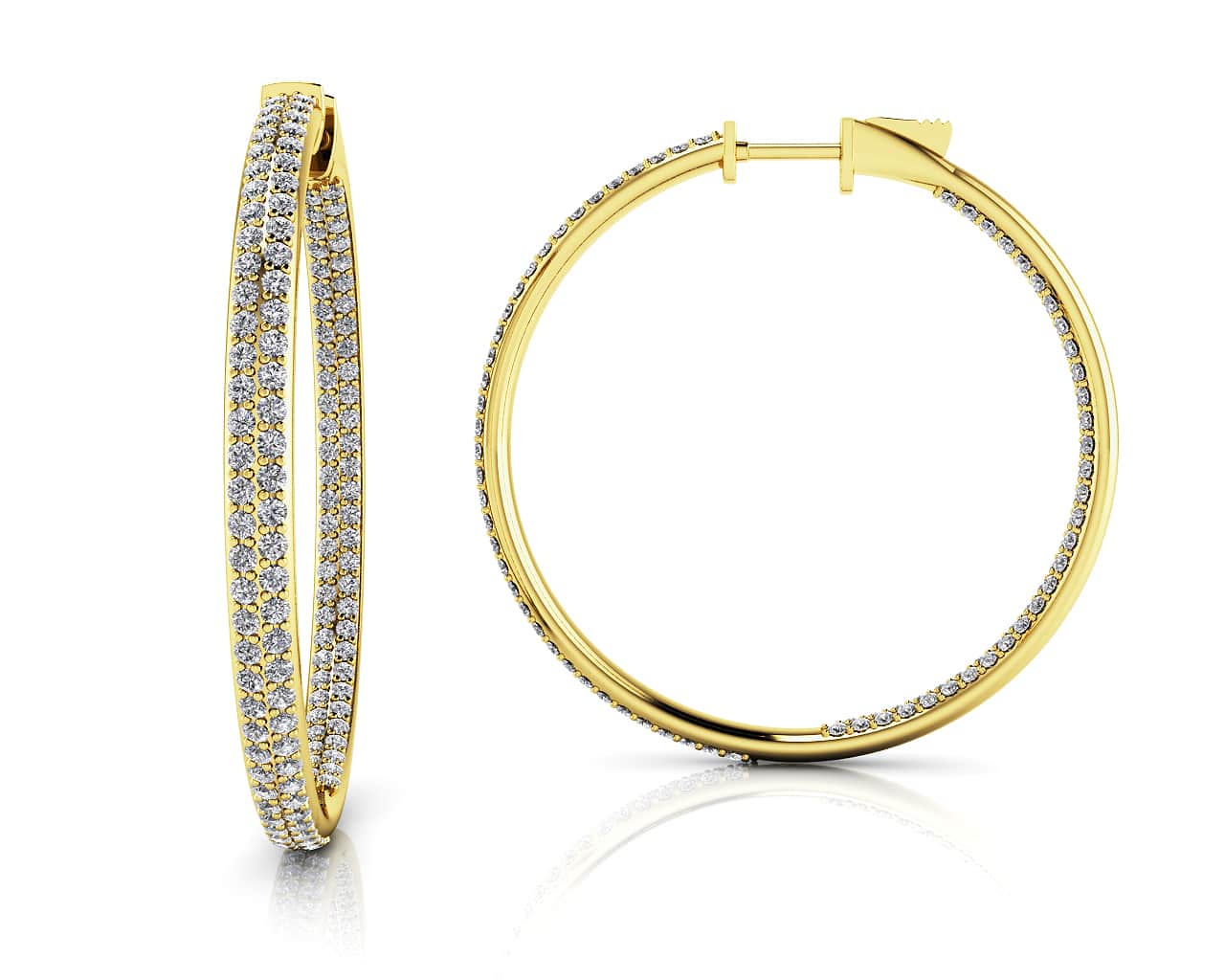 Inside Out Diamond Pave Hoop Earrings Large Diamond  with 1.76 ct.(finished) 1mm - Image 2